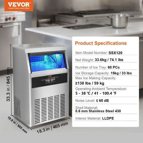 Vevor Παγομηχανή με Ημερήσια Παραγωγή 58kg