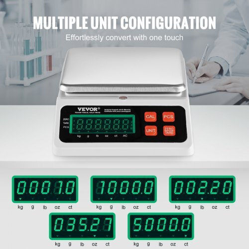 Vevor Electronic Precision Commercial Scale with Weighing Capacity of 10kg and Division 0.1gr