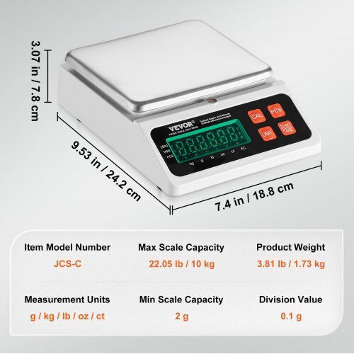 Vevor Electronic Precision Commercial Scale with Weighing Capacity of 10kg and Division 0.1gr
