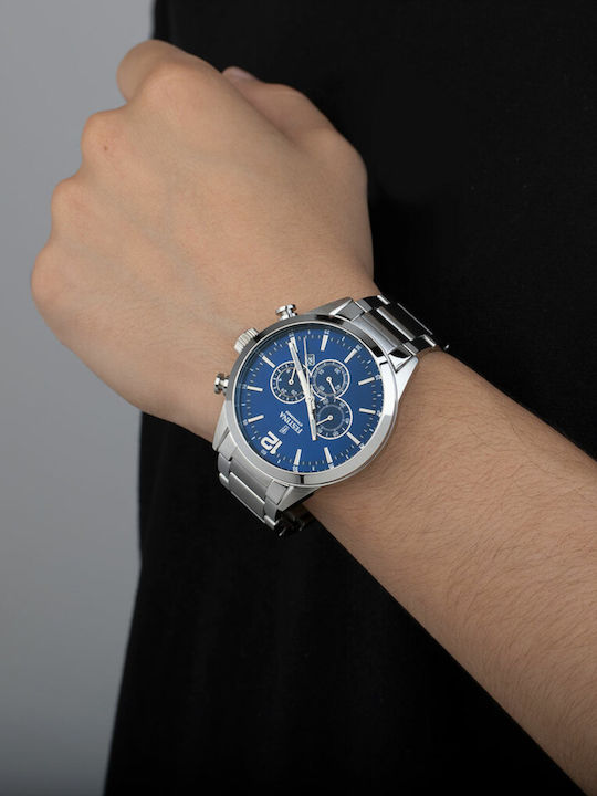 Festina Ceas Barbati 44mm Cronograf Baterie cu Brățară Din Metal Argintie