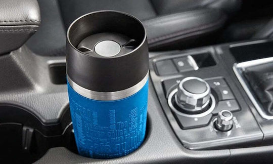 Tefal Travel Mug Glass Thermos Stainless Steel 360ml Blue with Mouthpiece
