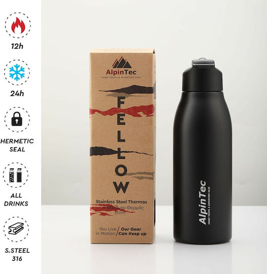AlpinPro AlpinPro Thermosflasche Rostfreier Stahl 600ml FELLOW Schwarz