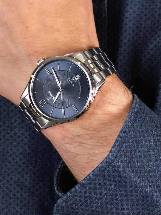 Festina Ανδρικό Ρολόι 42mm Μπαταρίας με Ασημί Μεταλλικό Μπρασελέ