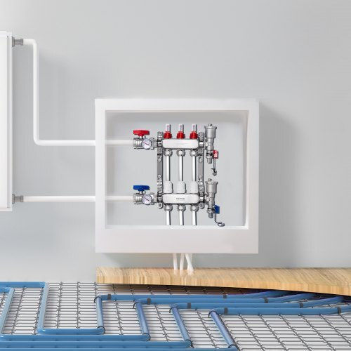 Vevor 3-Branch Floor Heating Manifold Set Pex Pipes 1/2"