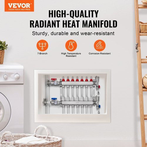 Vevor Floor Heating Manifold Set 7-Branch Pex Pipes 1/2" Drfsqbxg7hlg5odpqv0