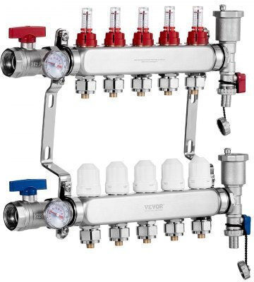 Vevor 5-fach Fußbodenheizungsverteiler-Set Pex-Rohre 1/2" Drfsqbxg5hlgxt75cv0