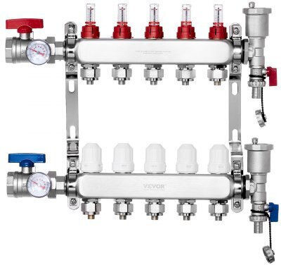 Vevor 5-fach Fußbodenheizungsverteiler-Set Pex-Rohre 1/2" Drfsqbxg5hlgxt75cv0