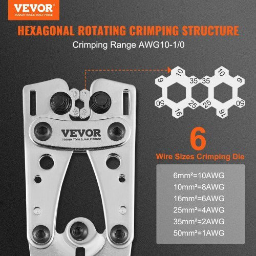 Vevor Πρέσα Ακροδεκτών Δικτύου Διατομής 6 - 50mm²