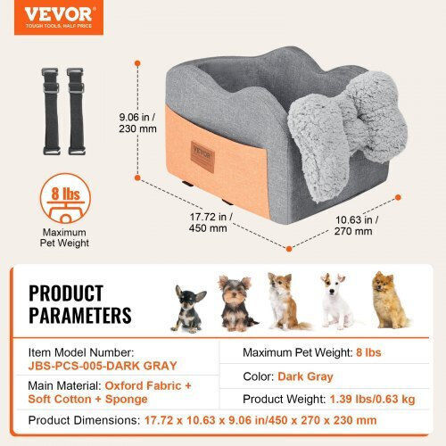 Vevor Waterproof Seat Car for Dog Copper