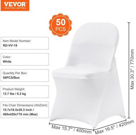 Vevor Husă Elastică Scaun White 50buc YTBS50PCSDKQQ89VLV0