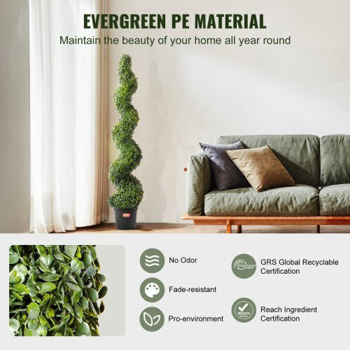 Artificial Outdoor Tree Buxus (Common box) Green 152.4cm 2pcs Vevor