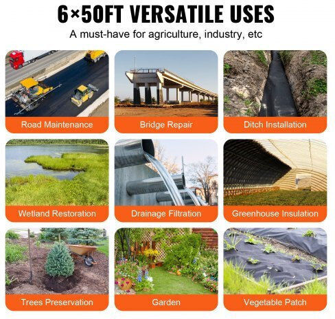 Vevor WFB650FT80ASNTIWAV0 Țesătură Pentru Acoperirea Solului Neagră