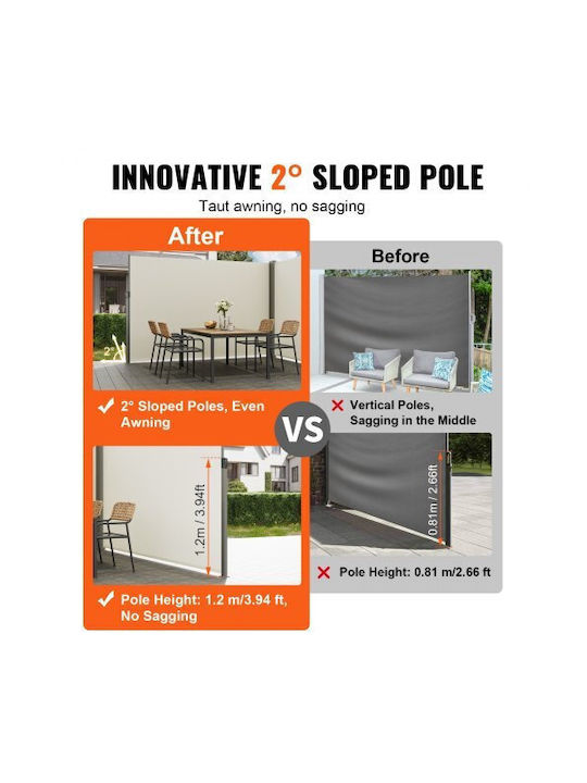 Vevor Folding Side Awning 79''x 236'' Beige Ksscp200x600hpszpv0