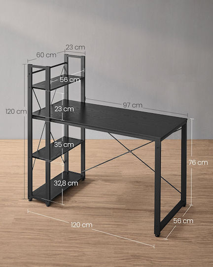 Γραφείο Vasagle Ράφια 120 Cm Ebony Black