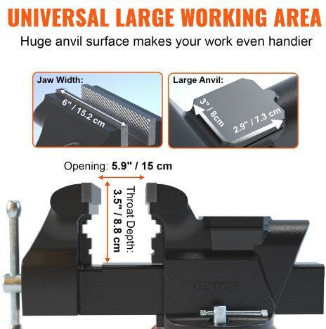 Vevor Rotating Countertop Vise Made of Cast Iron with Maximum Opening 152mm