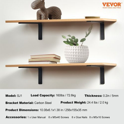 Vevor Heavy-Duty Metallic Corner Shelf Black 254x152.4mm 4pcs SJZJGBZJYGHW5ZTBVV0