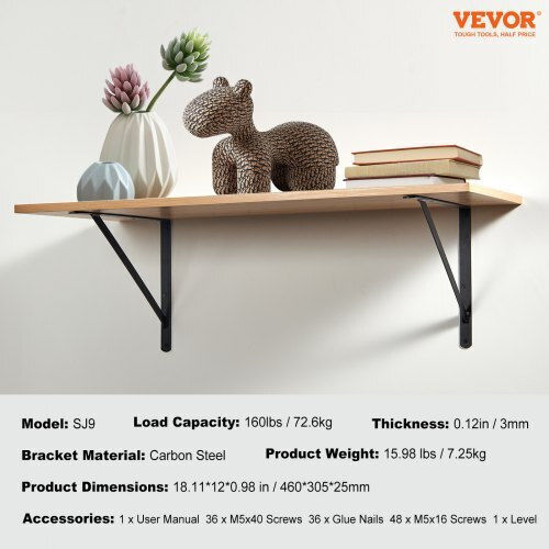 Vevor Raft de colț Robust din Metal în Culoare Negru 457.2x304.8mm 12buc SJZJGBZJYGHWULB3QV0