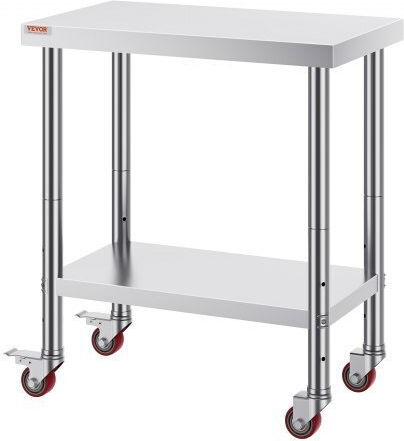 Vevor Stainless Steel Workbench 30x18" Wheels Kitchen Cfgzt30x18x34yc01v0