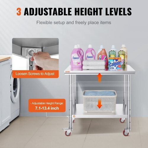 Επαγγελματικός Πάγκος Εργασίας Vevor 36x24" Ρόδες Ρυθμιζόμενο Ράφι Sygzt36x24indjl01v0