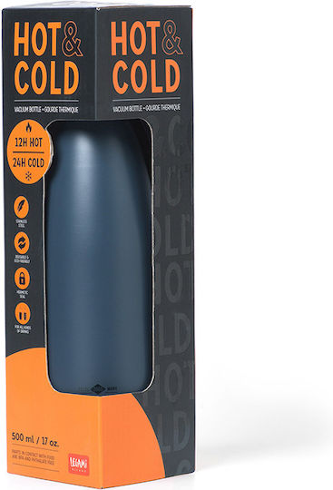 Legami Milano Hot Thermos Bottle Stainless Steel BPA Free 500ml Black
