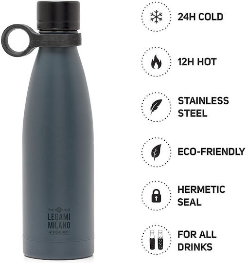Legami Milano Hot Thermos Bottle Stainless Steel BPA Free 500ml Black