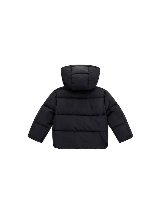 Guess Kids Quilted Jacket Long with Hood Black