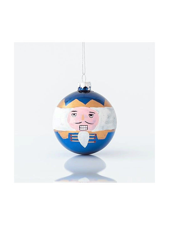 Hanging Ball Ornament Glass Blue Set 4pcs