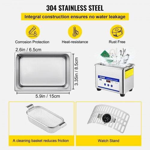 Vevor Ultrasonic Cleaner 800ml with Digital Timer