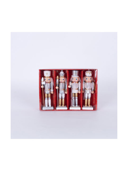 Hanging Nutcracker Wooden Gold Set 4pcs