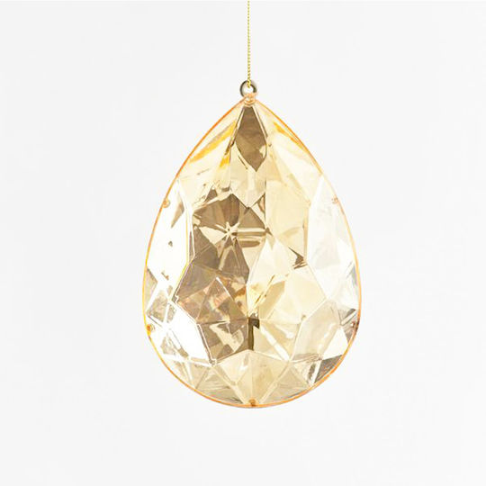 Hängendes Ornament Träne Kunststoff Gold 6x10cm