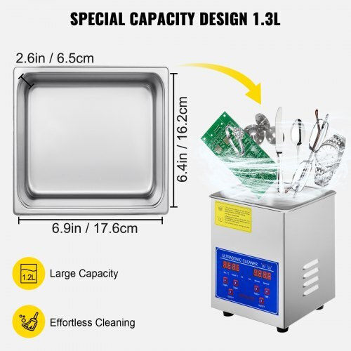Vevor Ultrasonic Cleaner 1.3lt with Digital Timer