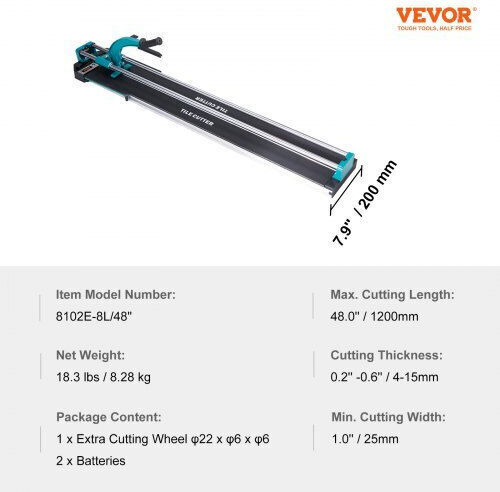 Vevor Κόφτης Πλακιδίων Χειροκίνητος 1200mm