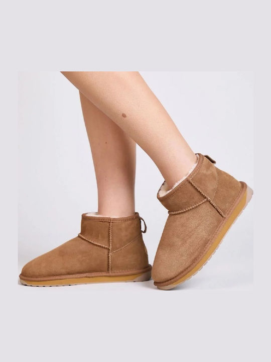 Leather Women's Ankle Boots Tabac Brown