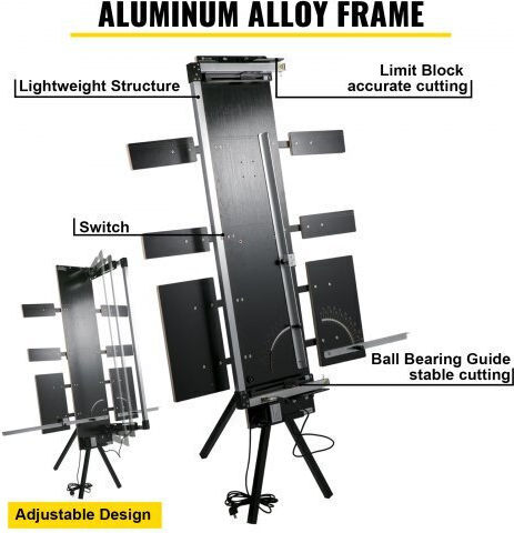 Mașină de tăiat spumă Vevor 42cm, tăietor de spumă 115cm, sârmă încălzită, placă de bază 0-90° pentru tăierea spumei Pmq130cm+4+2+w2dvv2