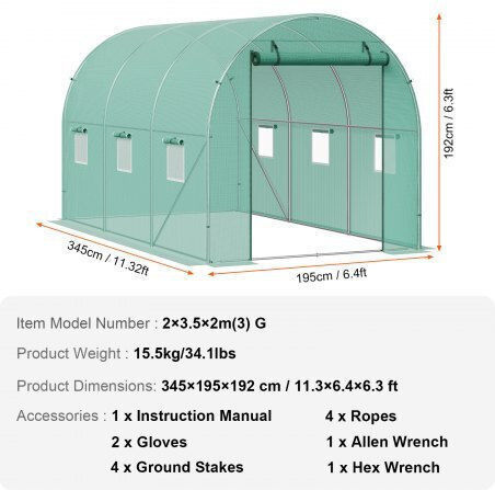 Vevor SDXWS12X7X7F5RQUZV0 Seră Tunel