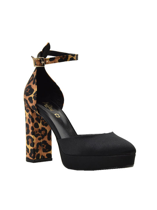 Piedini Black Heels Animal Print