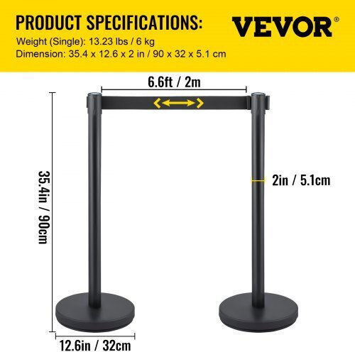 Vevor Safety Barrier Post Black GLZHSHDJTZGT6K2UKV0
