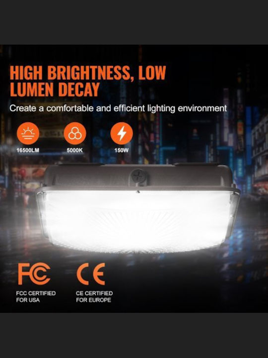 Vevor Стенно Външно Осветително Тяло LED IP65 150W с Студено бяло Светлина