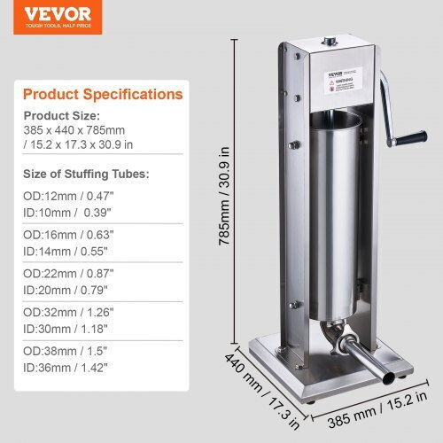 Vevor Sausage Filler Machine 7lt 38.5x15x78.5cm