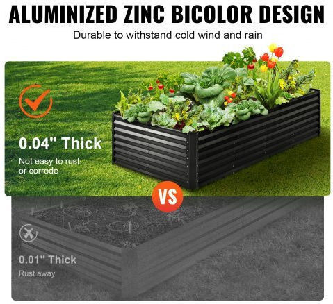 Vevor Γλάστρα Μεταλλική Σκούρο Γκρι 240x120x60εκ.