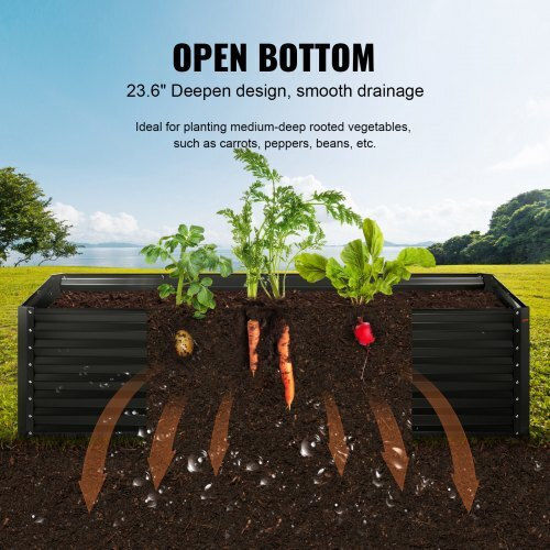 Vevor Γλάστρα Μεταλλική Σκούρο Γκρι 240x120x60εκ.