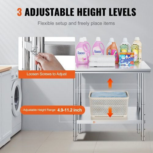 Vevor Ανοξείδωτο Τραπέζι Μ60xΒ90xΥ80cm