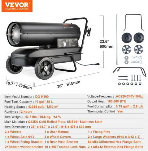 Vevor Industrial Oil Air Heater 30kW