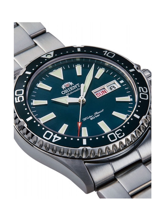 Orient Ανδρικό Ρολόι 42mm Αυτόματο με Ασημί Μεταλλικό Μπρασελέ