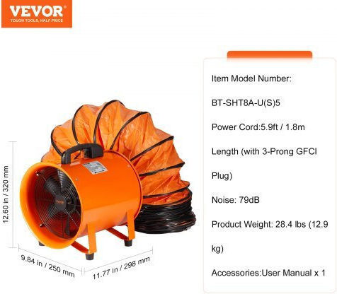 Vevor Industrial Ducts / Air Ventilator 203.2mm