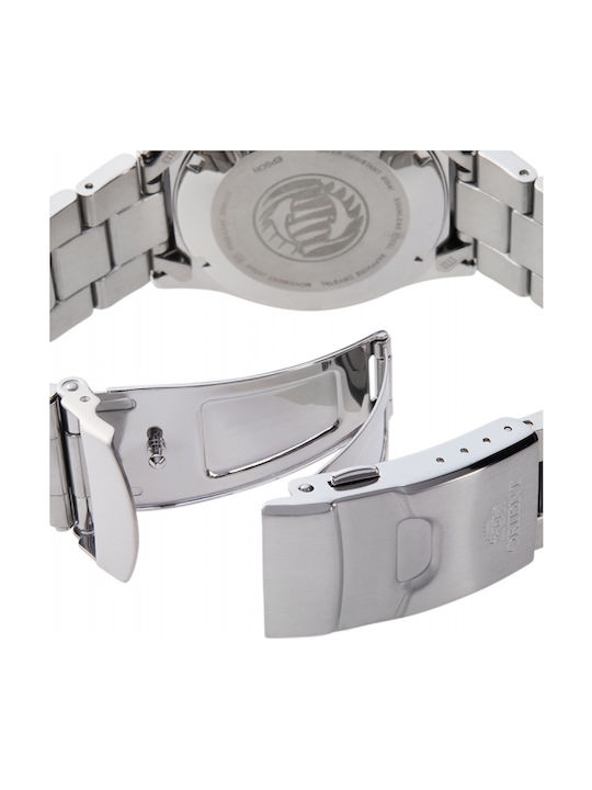 Orient Ανδρικό Ρολόι 42mm Αυτόματο με Ασημί Μεταλλικό Μπρασελέ