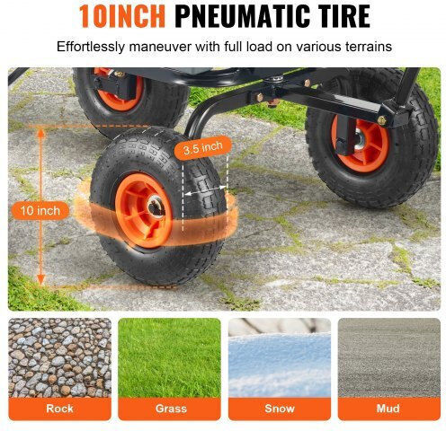 Dump Cart Garden Cart Plastic Four-wheel with Maximum Load Weight 272kg 25.5x25.5cm.