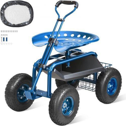 Garden Cart Metallic Four-wheel with Maximum Load Weight 136kg