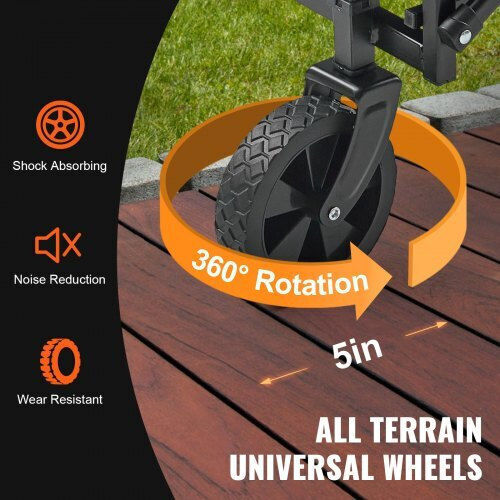 Foldable Garden Cart Four-wheel with Maximum Load Weight 99kg