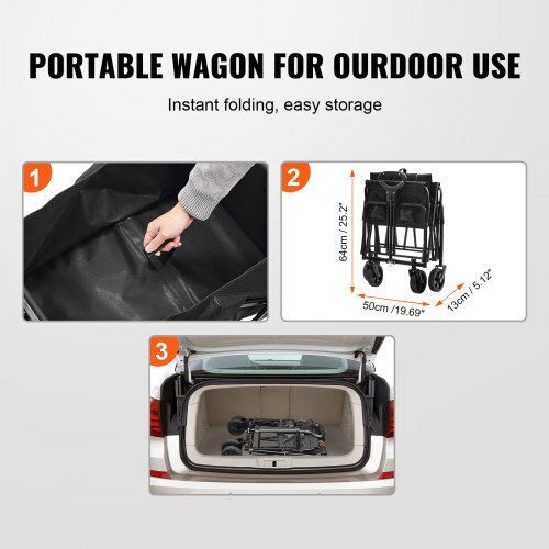 Foldable Garden Cart Four-wheel with Maximum Load Weight 99kg